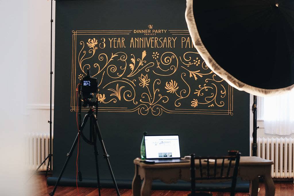 The Dinner Party Project 3 Year Anniversary hand painted backdrop