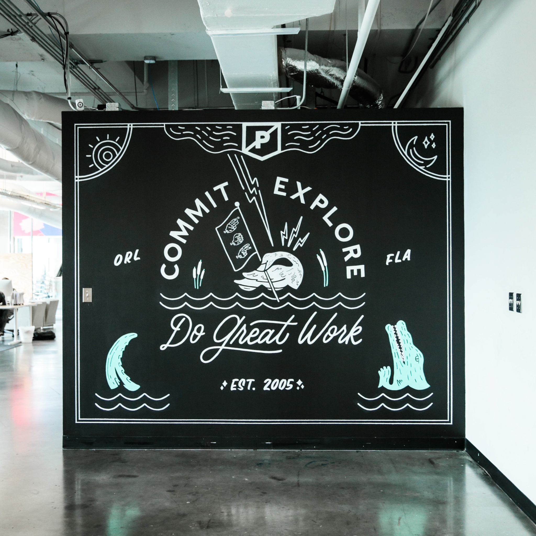 Hand lettered mural for PRPL by Hillery Powers and Secret Society Goods
