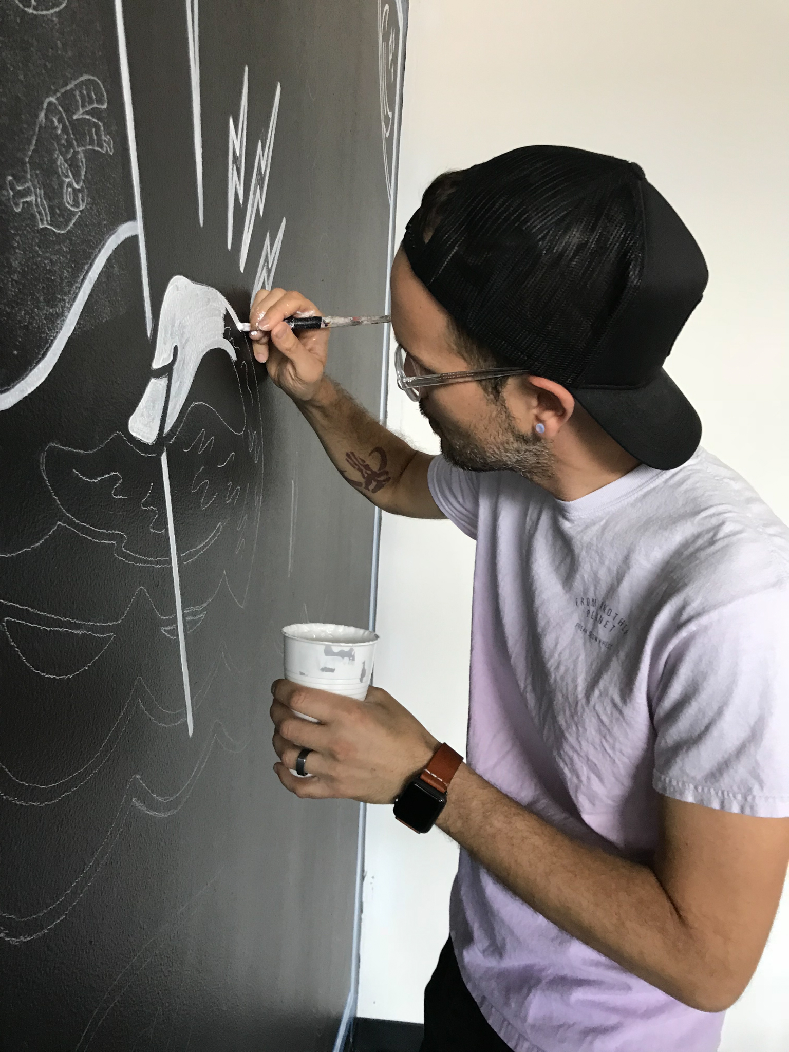 Hand lettered mural for PRPL by Hillery Powers and Secret Society Goods