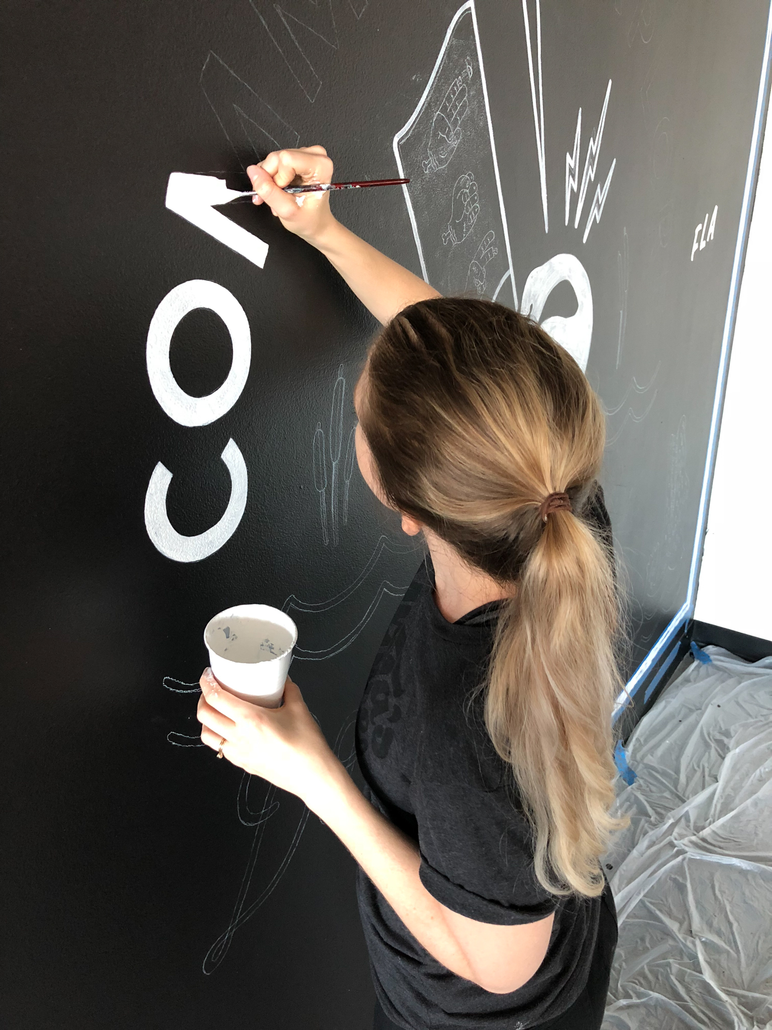 Hand lettered mural for PRPL by Hillery Powers and Secret Society Goods