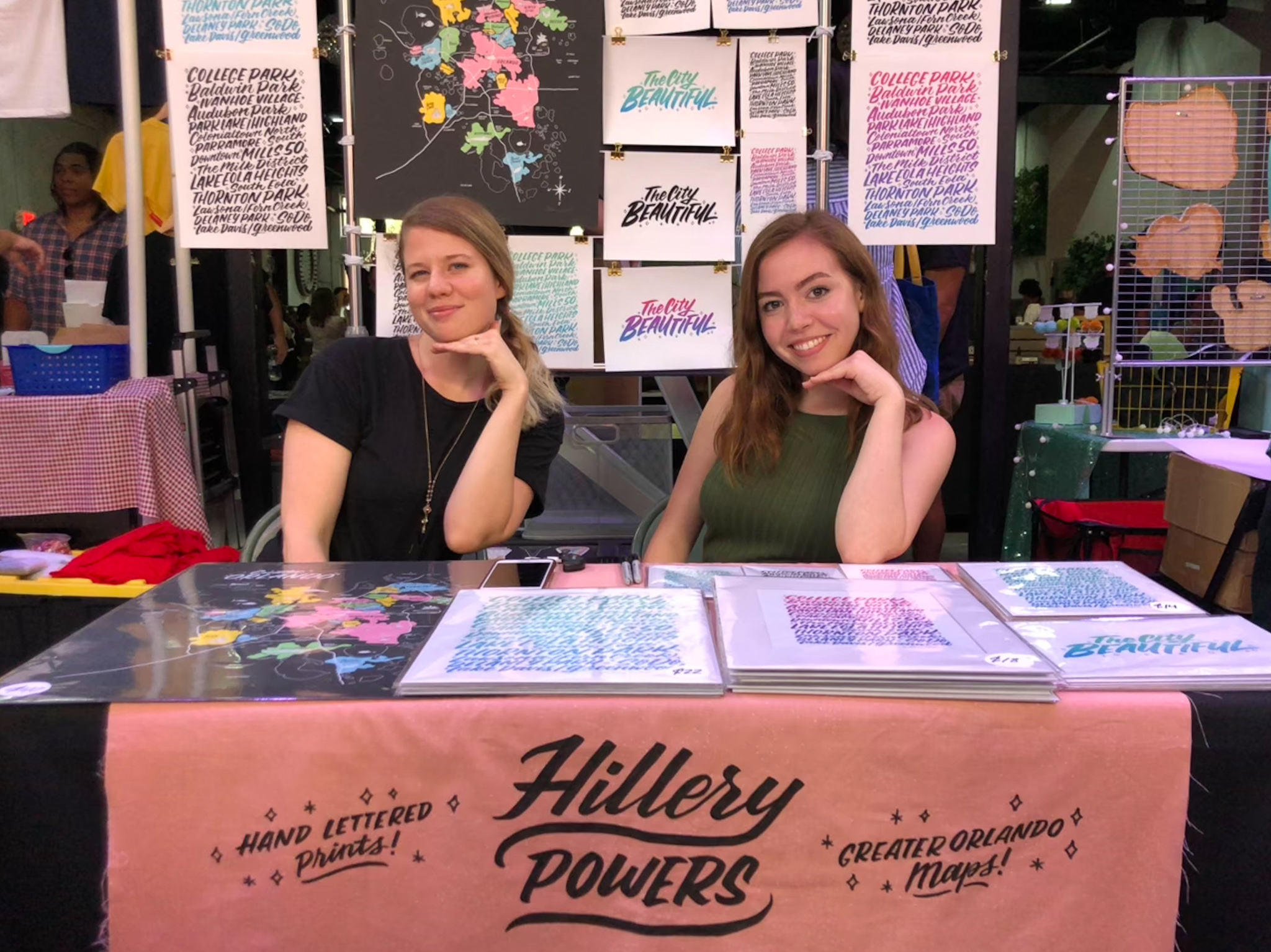 Downtown Orlando Neighborhood prints hand lettered by Hillery Powers