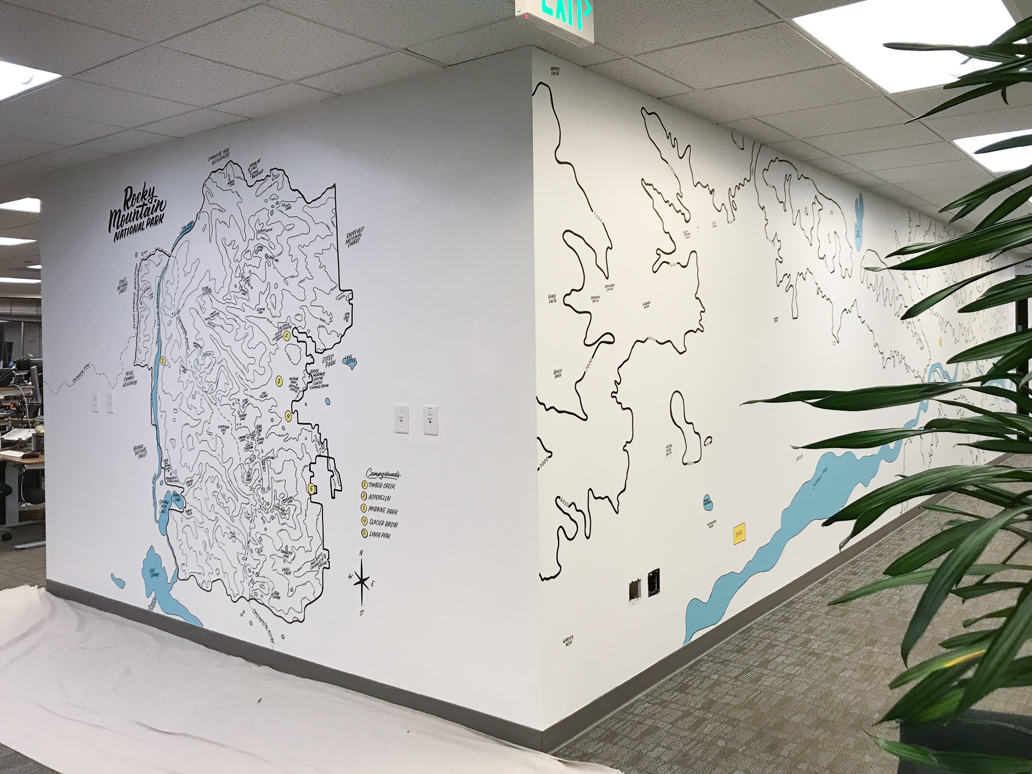 Gusto Denver Colorado Rocky Mountain National Park topographic map map mural by Hillery Powers