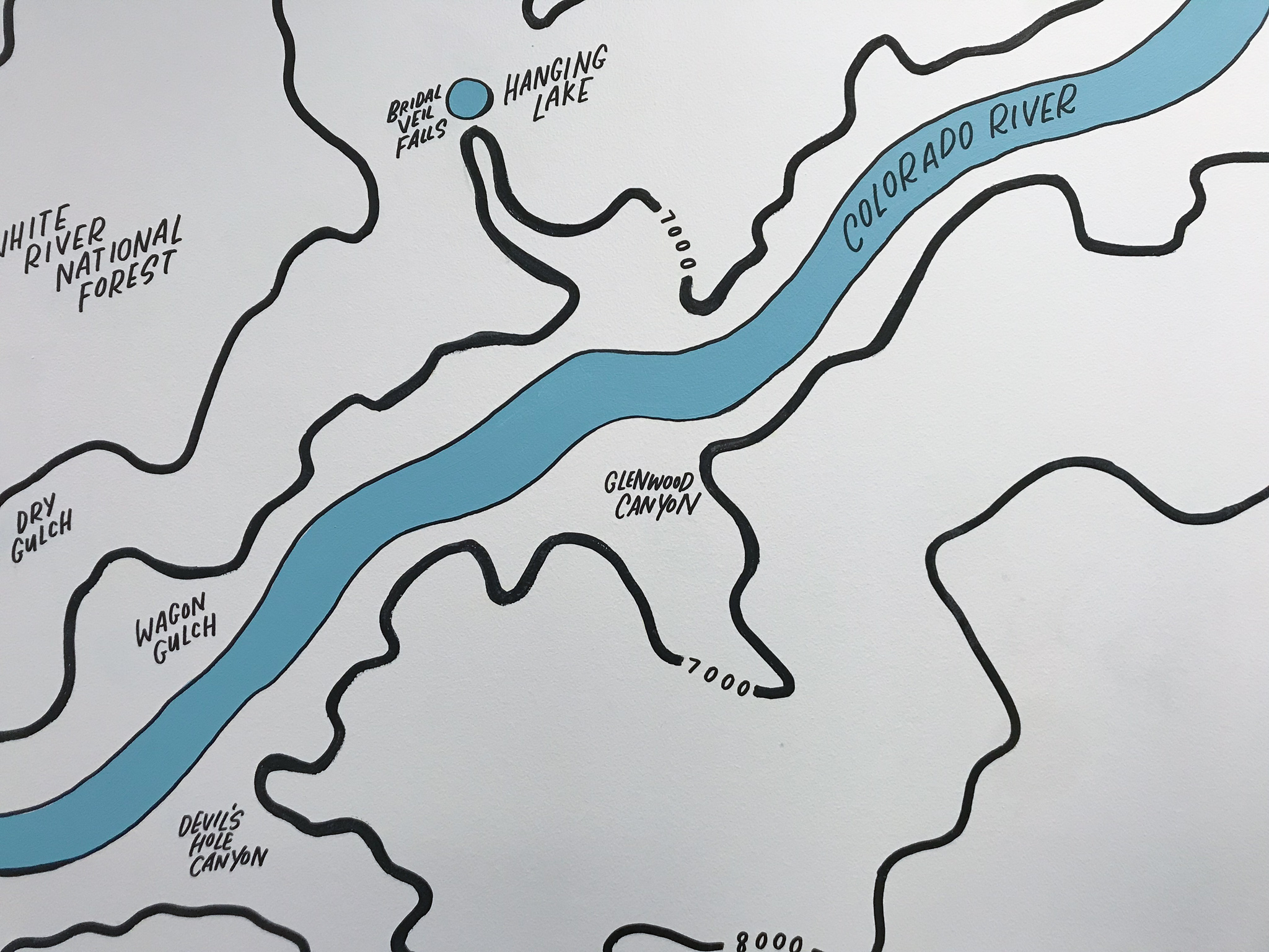 Gusto Denver Colorado map mural by Hillery Powers