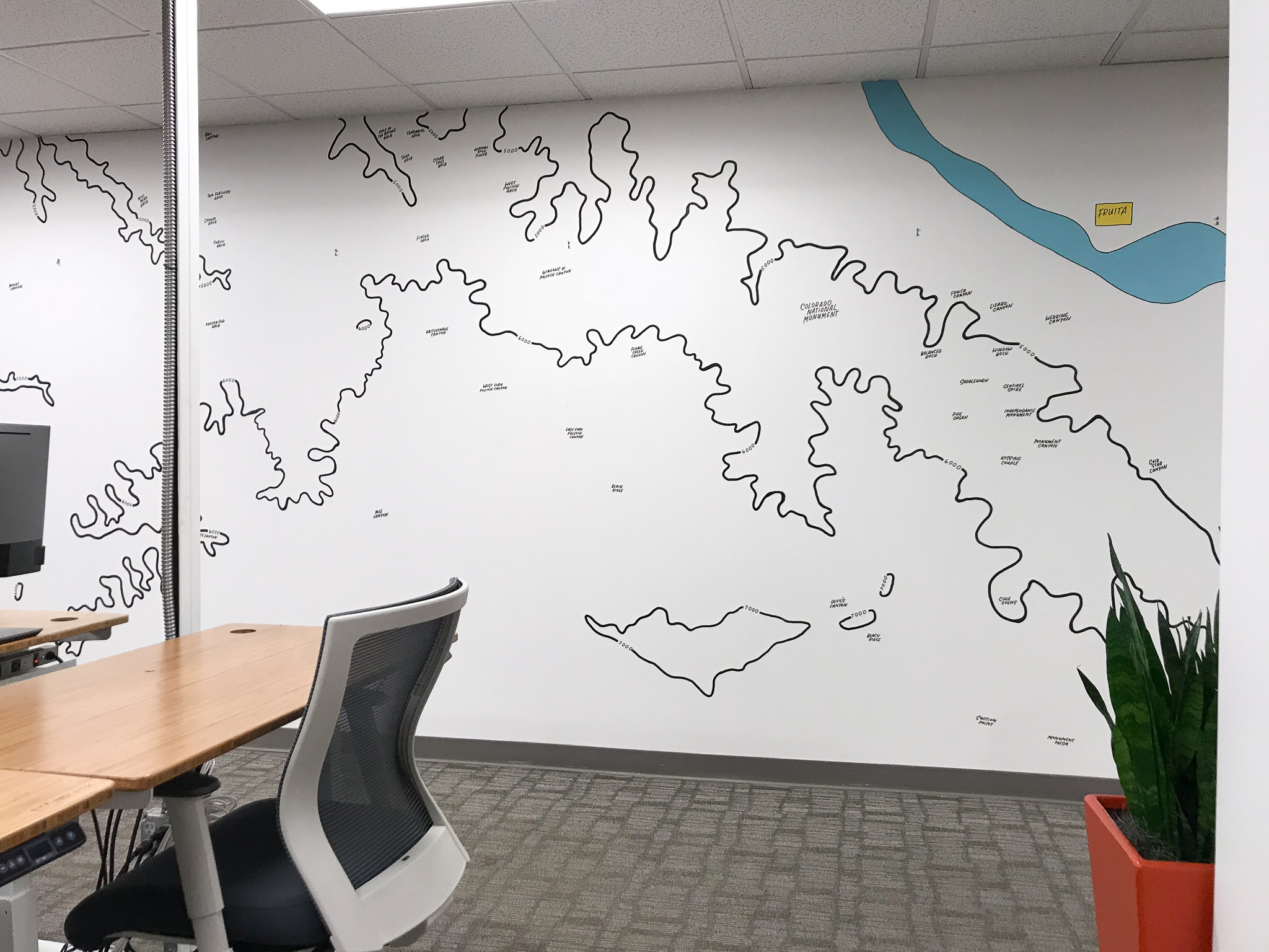 Gusto Denver Coloradotopographic map map mural by Hillery Powers